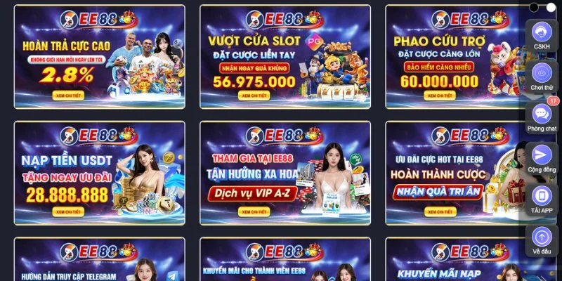 Những ưu đãi hấp dẫn khi tạo tài khoản EE88